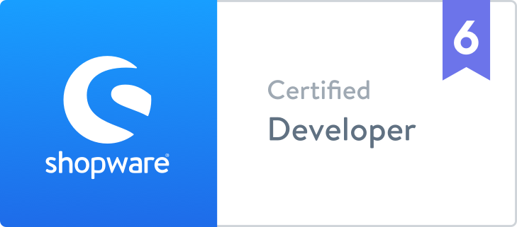 Shopware 6 Certified Developer badge Shopware 6 Certified Developer badge